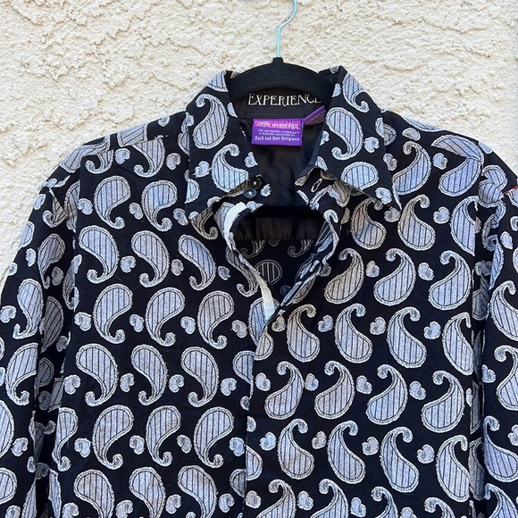 Jimi Hendrix Experience Black Silver Paisley Button up Shirt Men's Size S - Picture 6 of 10